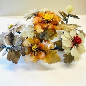 Vintage Chinese Carved Stone Flowers Table Centerpiece Asian AS IS